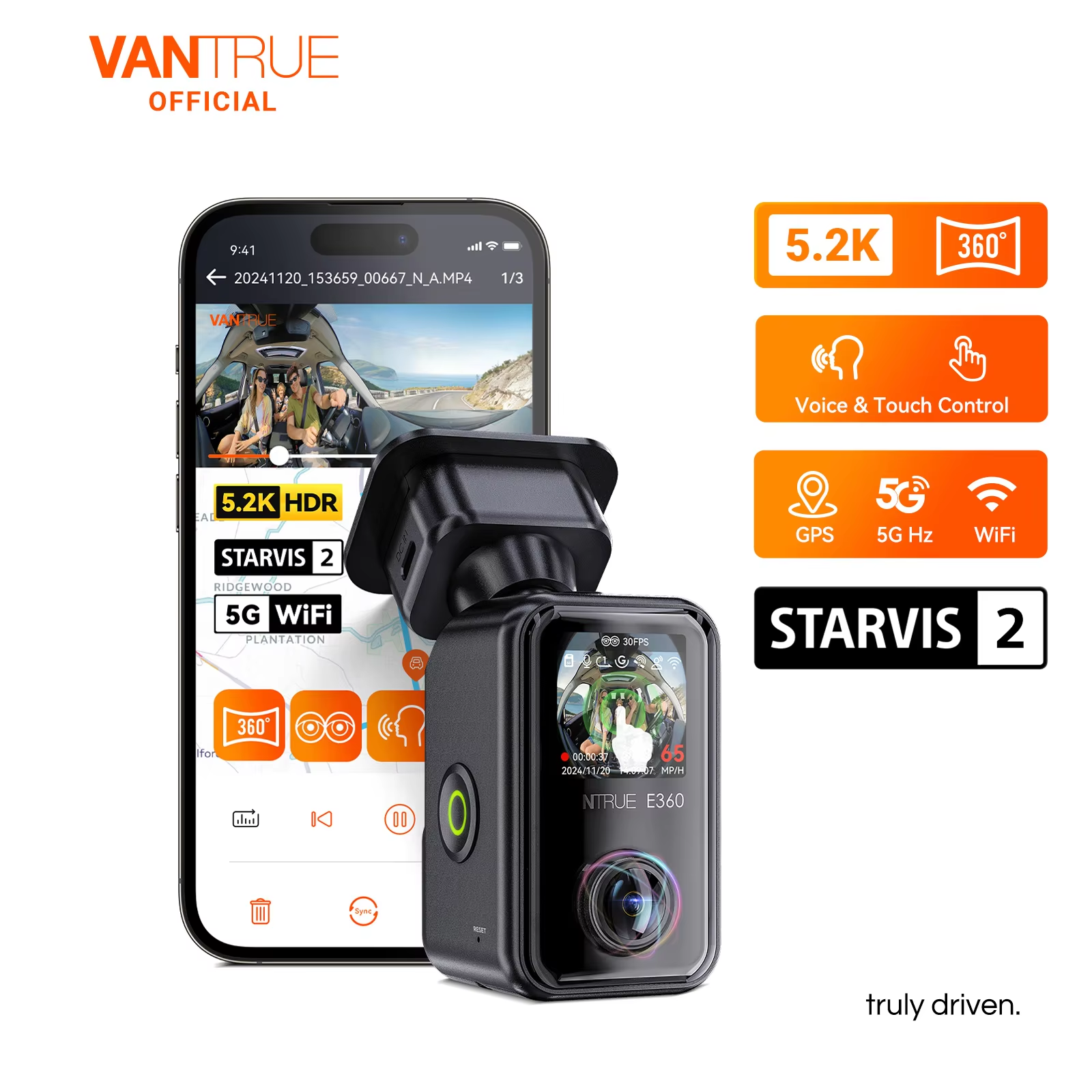 Vantrue E360 Dashcam 360° 5.2K - Panoramic Dash Cam 360 incelemesi ve fiyatı