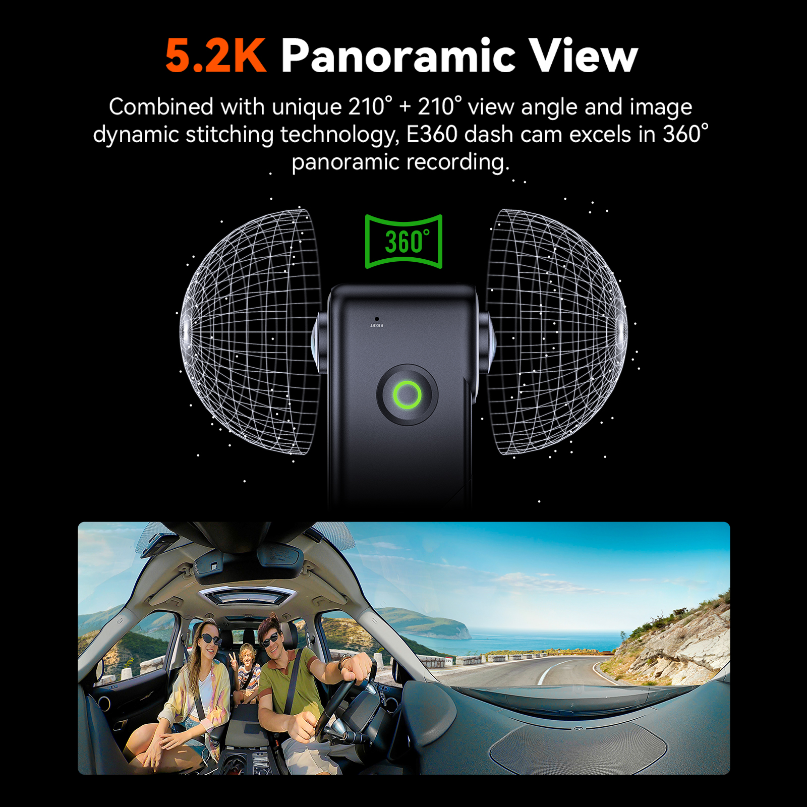 Vantrue E360 Dashcam 360° 5.2K - Panoramic Dash Cam 360 incelemesi ve fiyatı