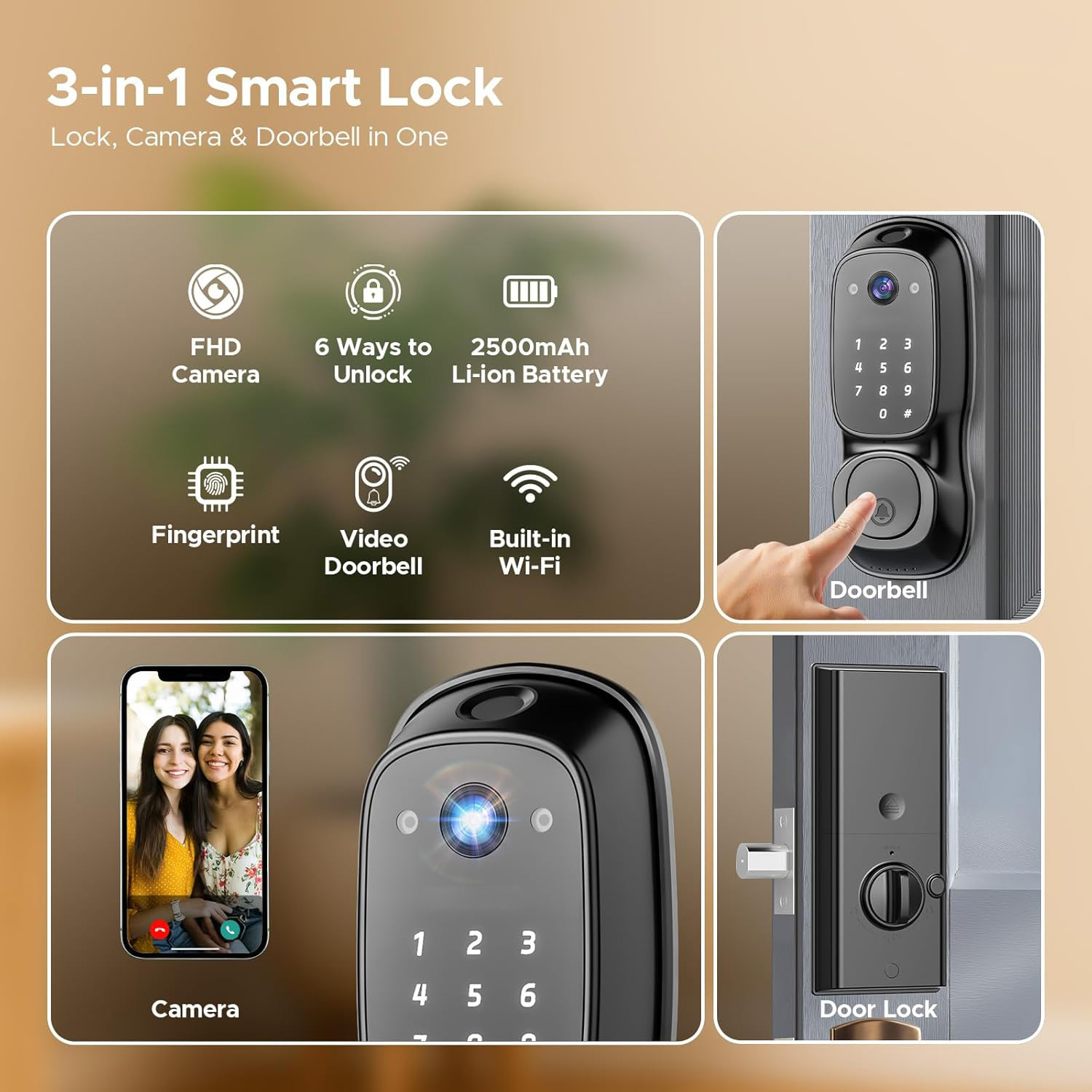 Tuya Wifi Smart Door Lock ‎Cam - Electronics & Gadgets Charging Gocable 8 In 1 Edc 100W Cable incelemesi ve fiyatı