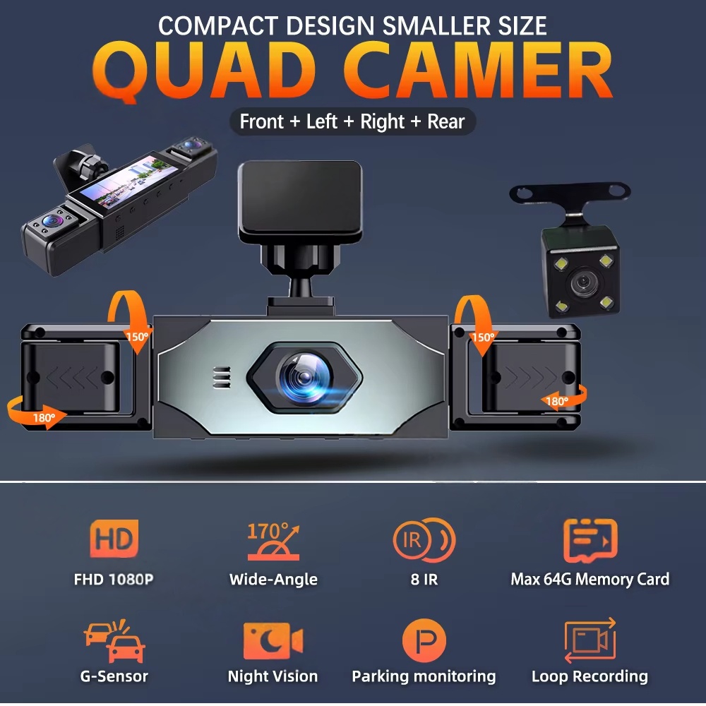 4 Channel HD 1080P 360° Dash C - Panoramic Dash Cam 360 incelemesi ve fiyatı