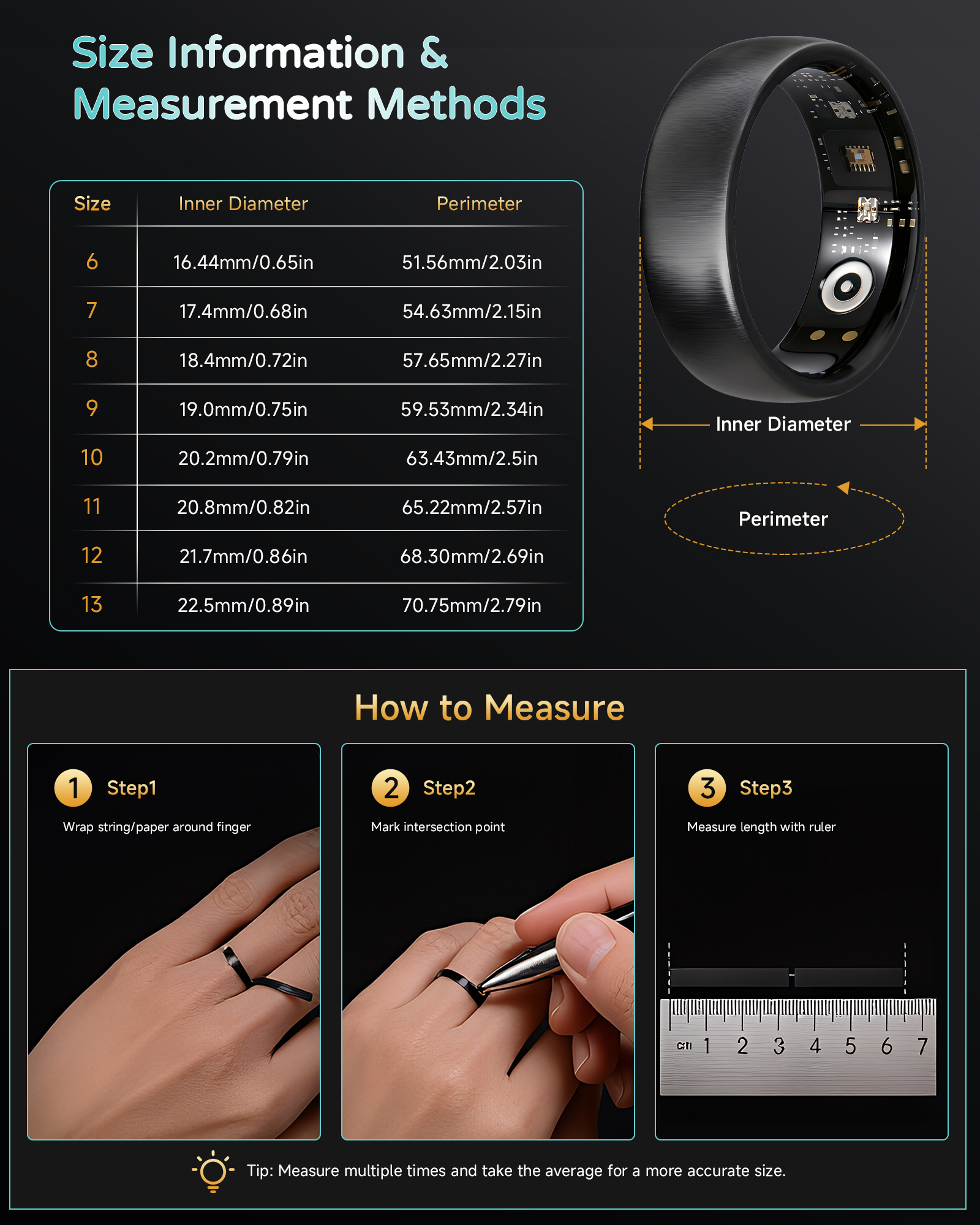 AURA Matt Smart Ring Fitness S - Smart Ring Health incelemesi ve fiyatı
