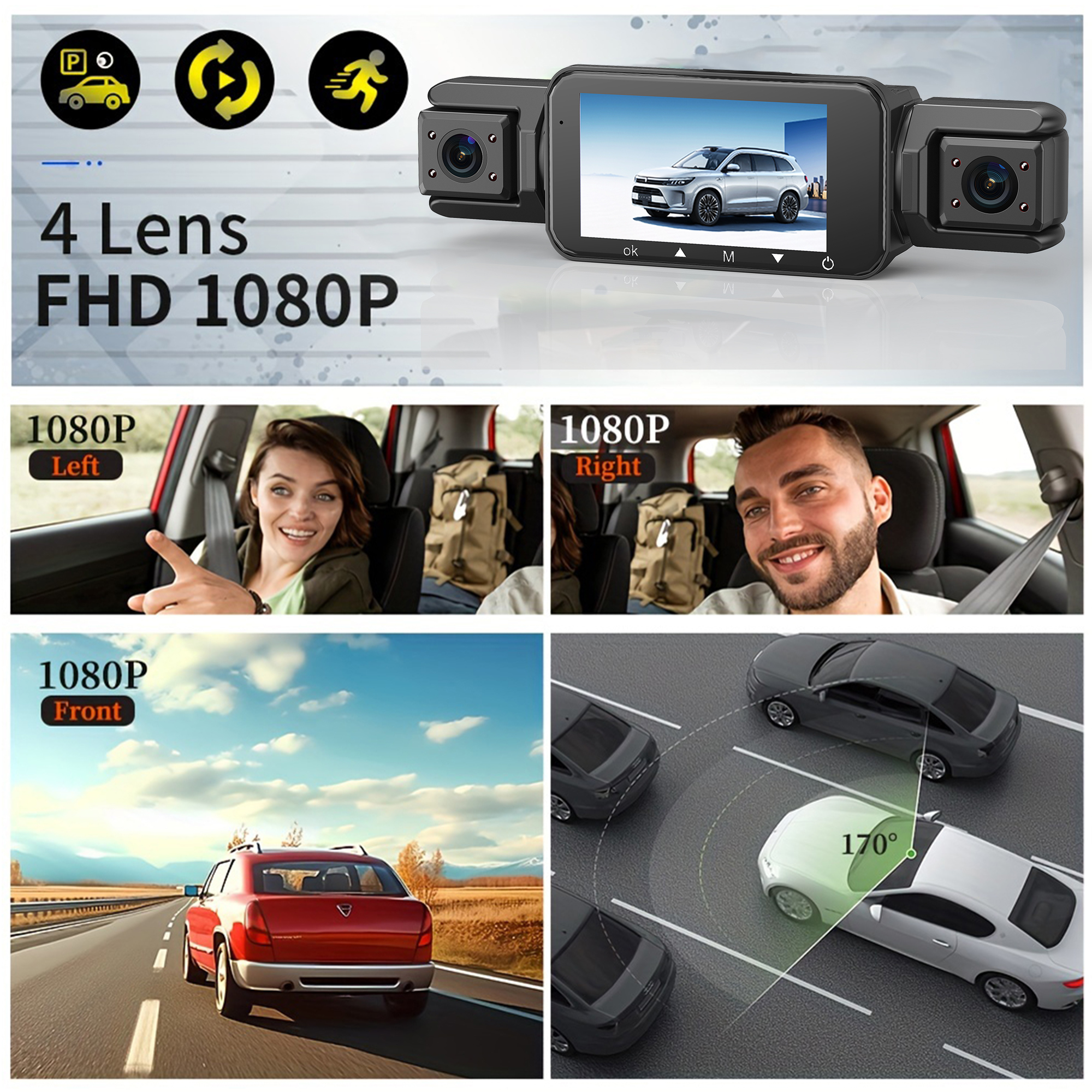 Car Dash Cam 4 Channel Driving - Panoramic Dash Cam 360 incelemesi ve fiyatı