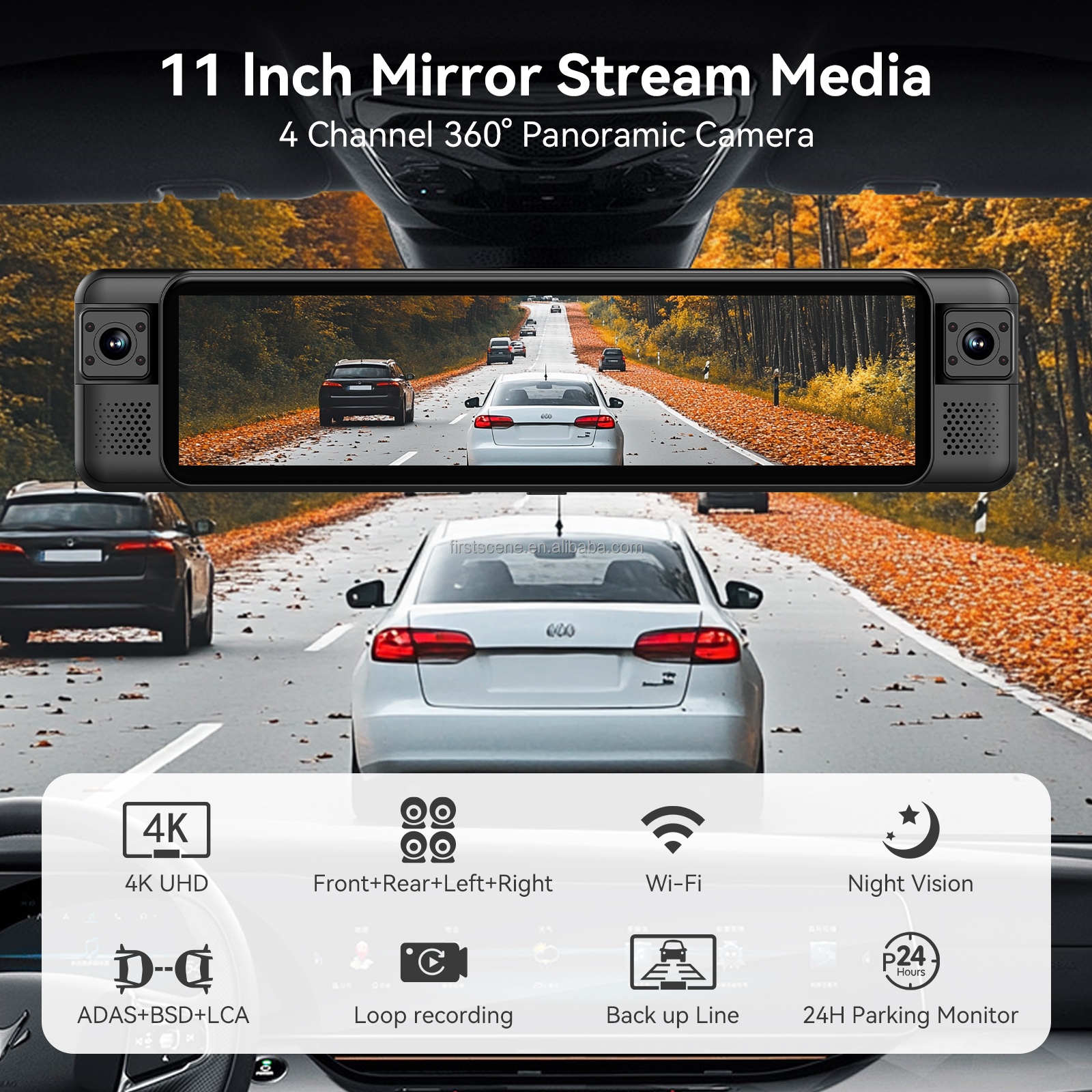 ADINKAM 11 Inch IPS 4-Channel  - Panoramic Dash Cam 360 incelemesi ve fiyatı