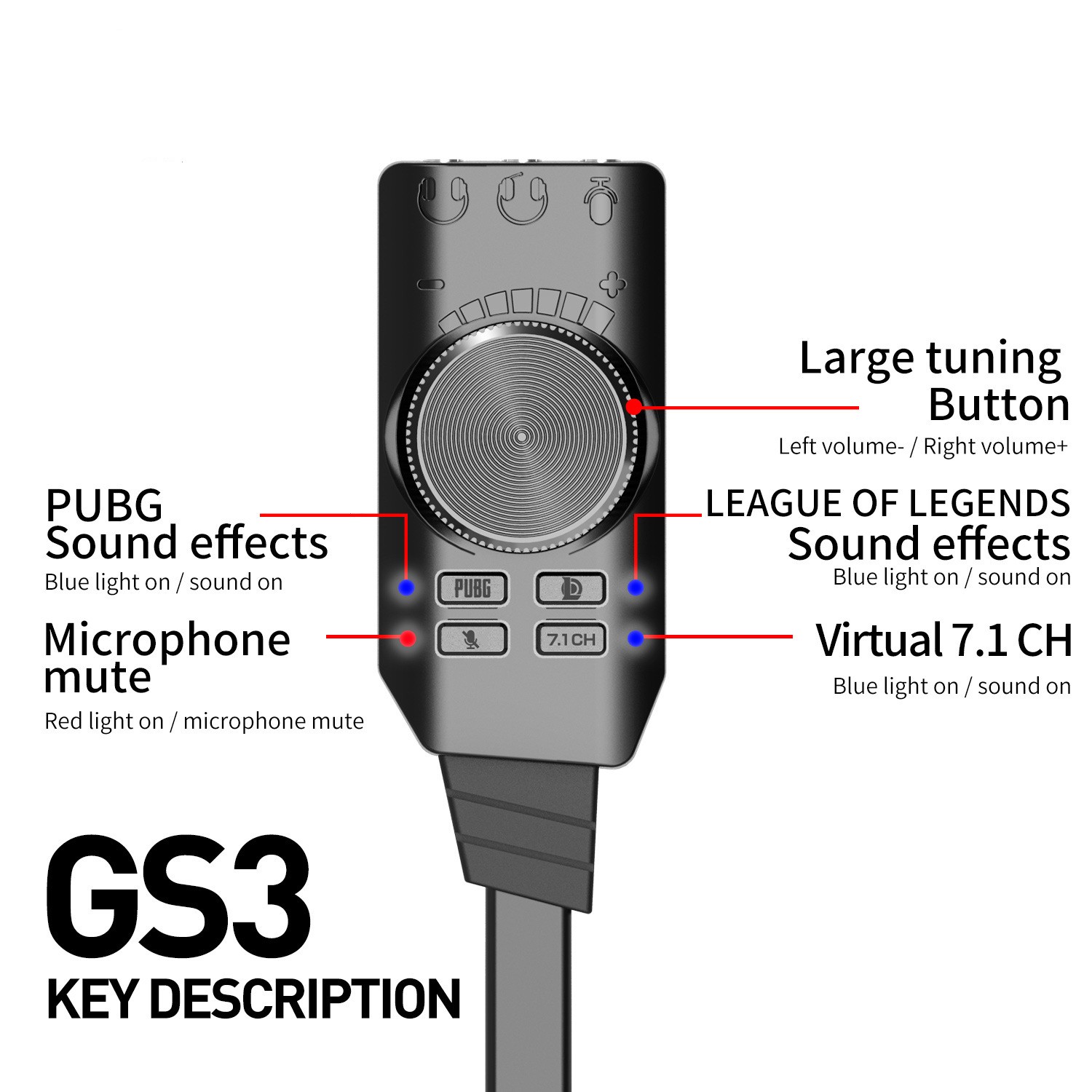GS3 7.1 Channel Sound Card Con - Usb Sound Card External incelemesi ve fiyatı