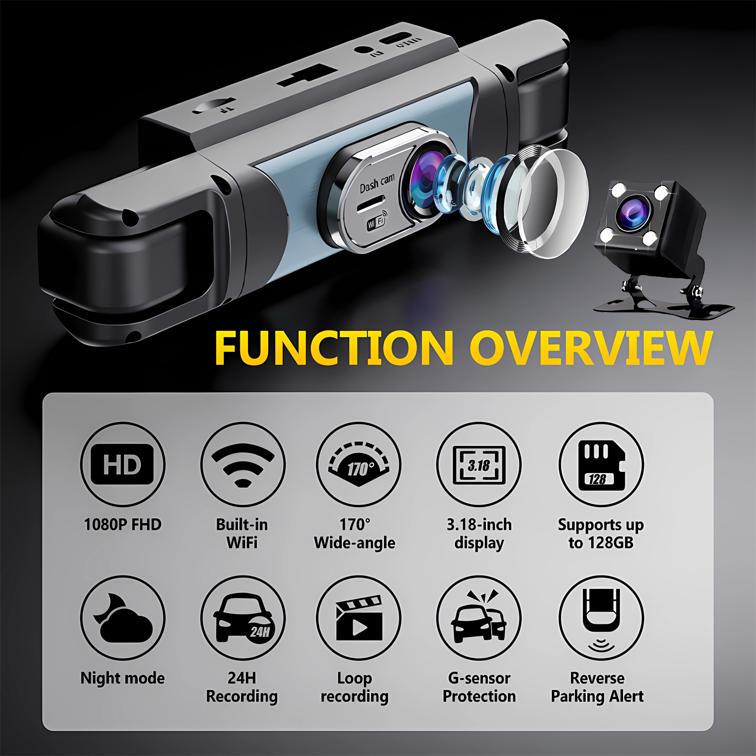 4 Channel UHD 1080P Car DVR 4- - Panoramic Dash Cam 360 incelemesi ve fiyatı