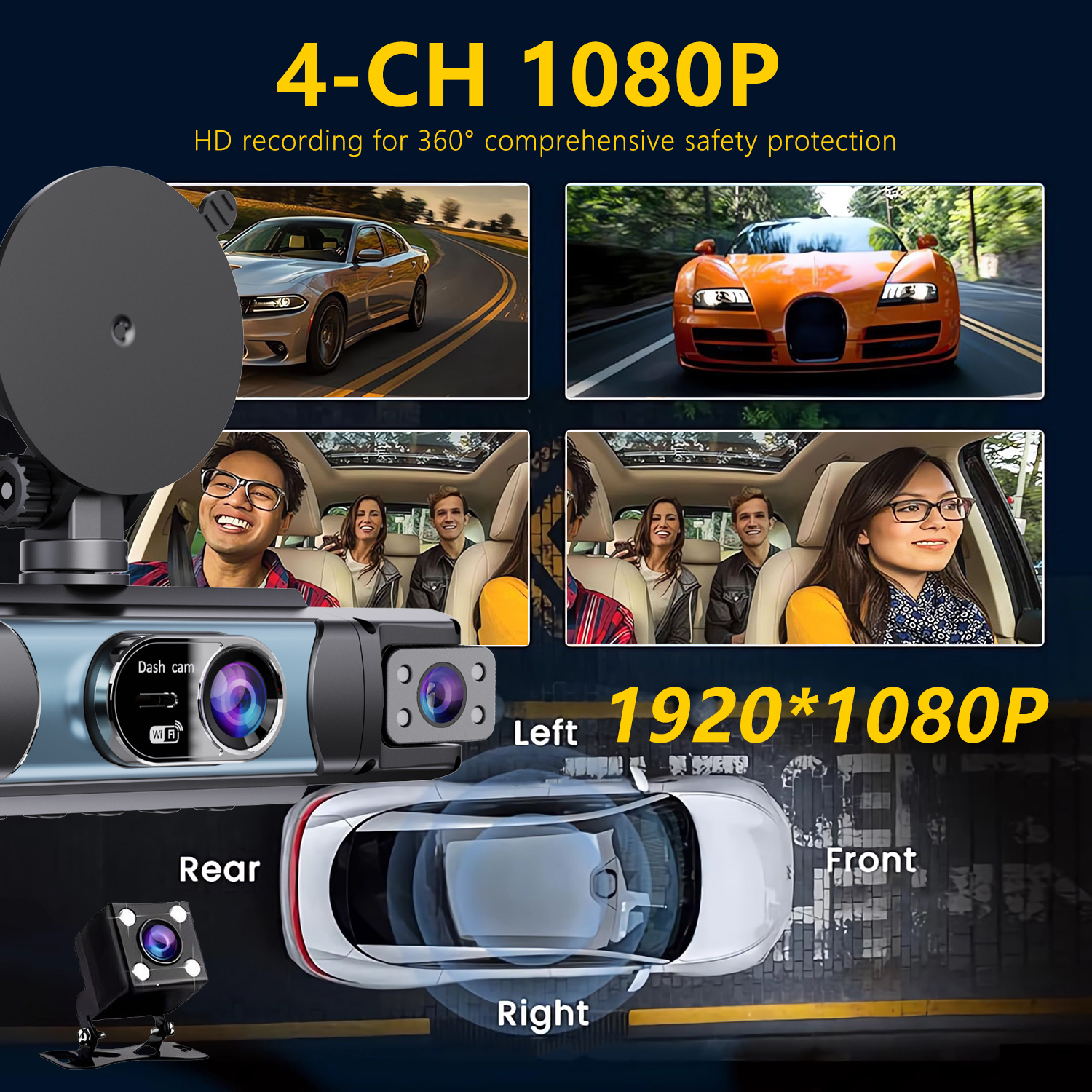 4 Channel UHD 1080P Car DVR 4- - Panoramic Dash Cam 360 incelemesi ve fiyatı